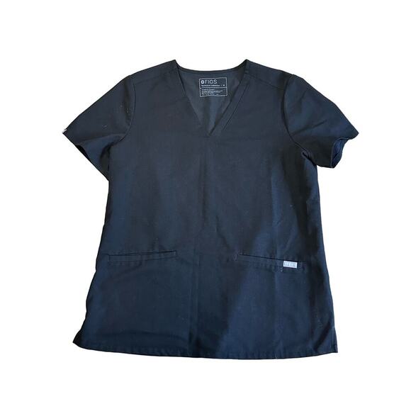 Figs Casma Three-Pocket Scrub Top in Black - Picture 1 of 5
